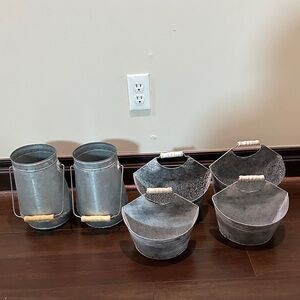 🌸NEW 6 Pieces The Spring Shop Galvanized Metal Buckets Set from Hobby Lobby NWT.